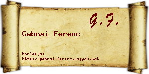 Gabnai Ferenc névjegykártya